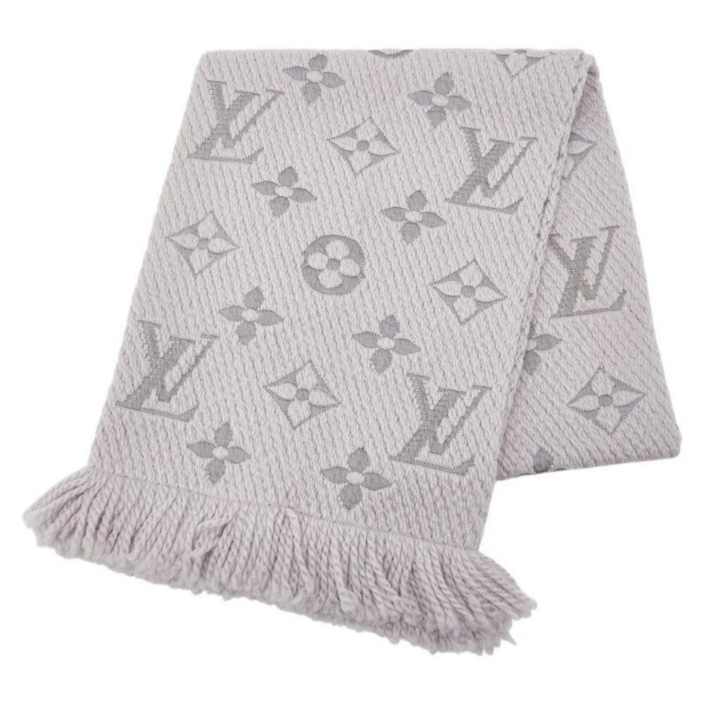Louis Vuitton Logomania Echarpe Wool Silk Scarf Gray